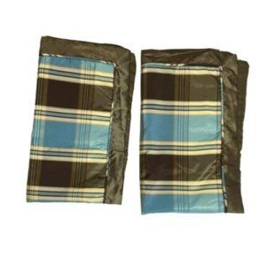 2 K Pillowcases Luxury Pair Faux Silk Shams Plaid